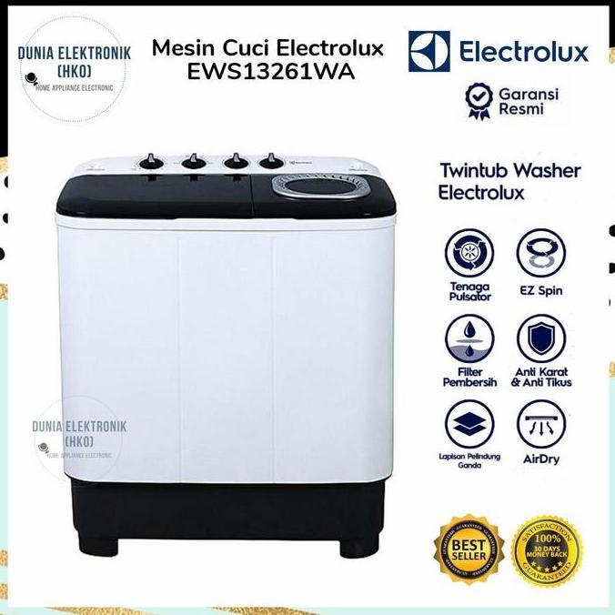 TERBARU - MESIN CUCI ELECTROLUX EWS13261WA EWS 13261WA MESIN CUCI 2 TABUNG 12 KG
