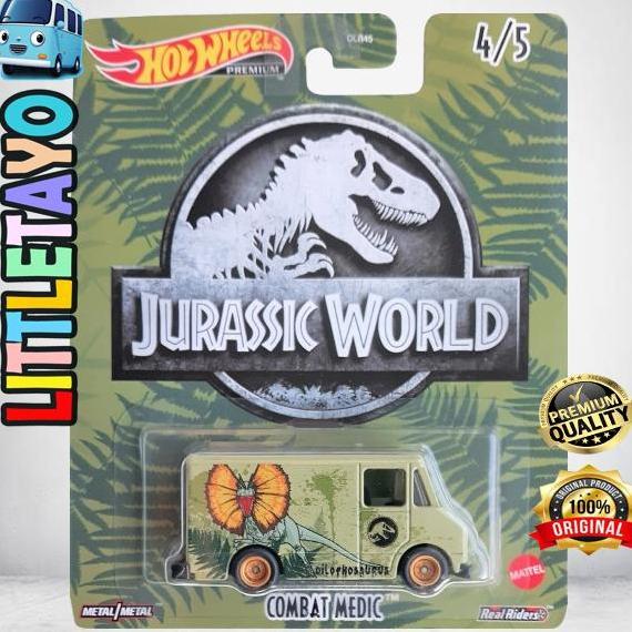 HOTWHEELS JURASSIC WORLD COMBAT MEDIC - PARK PILOPHOSAURUS DINOSAURUS