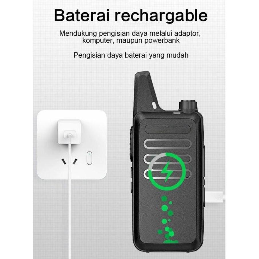 HT T20 C1 Walkie Talkie Portable 2Pcs Handy Talky UHF Wlan Two Way Walky Talky dengan Charger Antena
