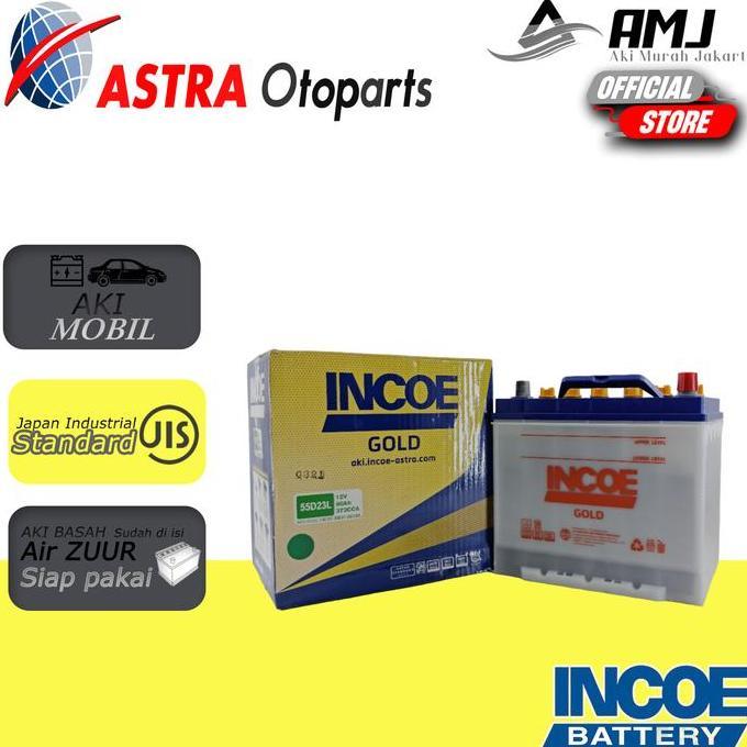 TERBARU - Incoe Gold Astra Aki Mobil Hyundai Trajet 55D23L - 60Ah Aki Basah