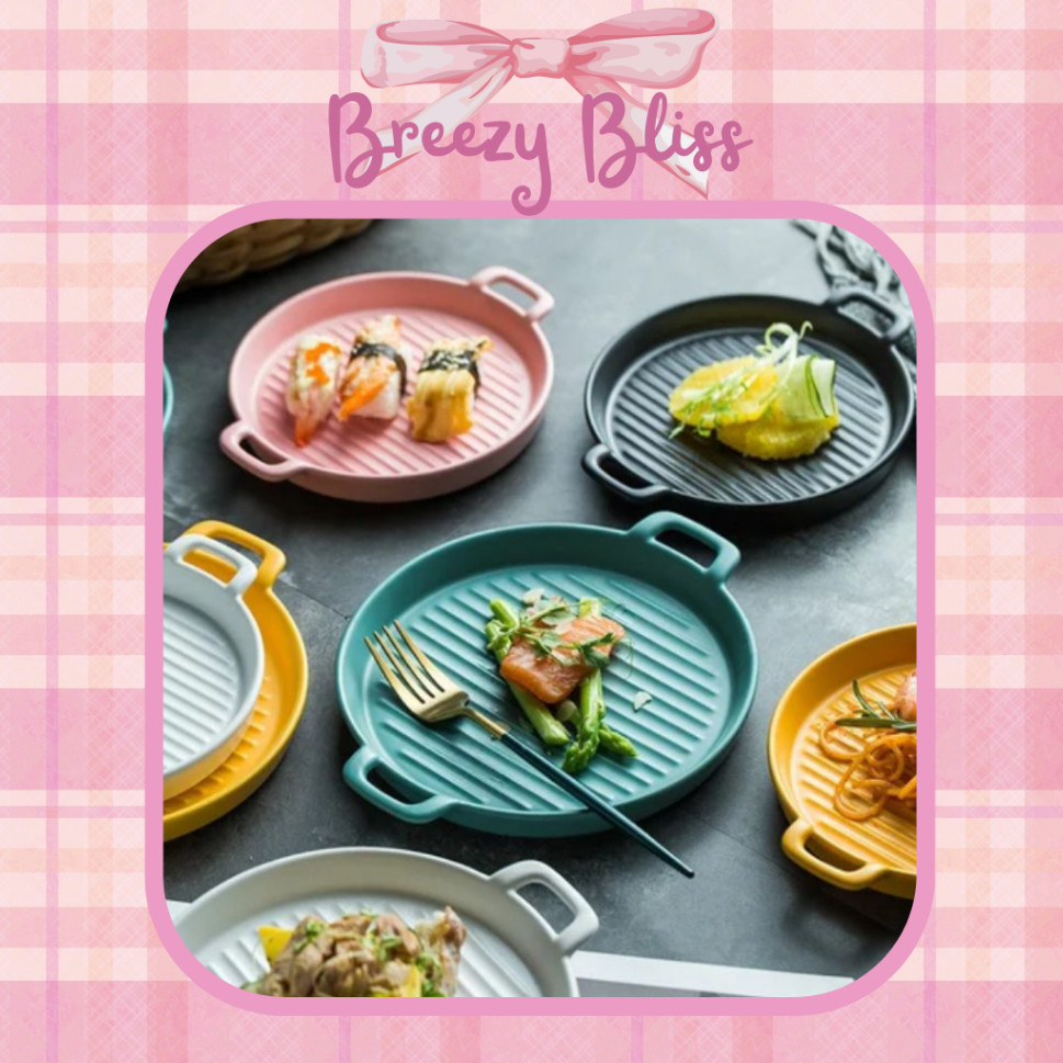 Ceramic Plate and Bowl/Piring Saji Keramik Nordic Gagang/Ceramic Tray /Oven Microwave /Dessert Plate