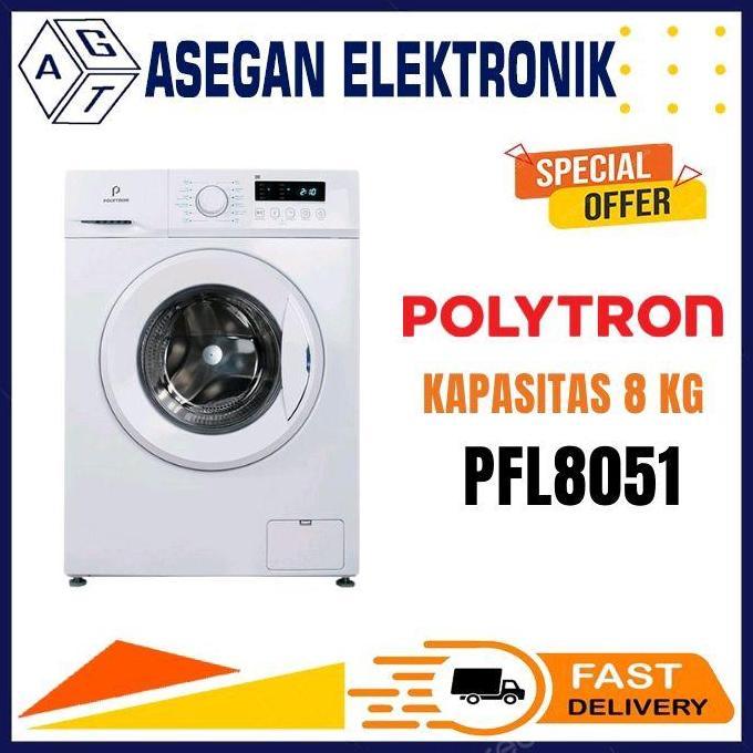 TERLARIS - POLYTRON PFL8051 MESIN CUCI FRONT LOADING 8 KG INVERTER PFL 8051