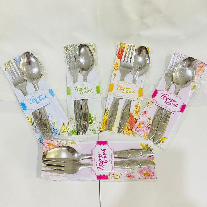 Souvenir Pernikahan Sendok Garpu Stainles Kemasan Alas Shabby ISI 50 PCS Sendok