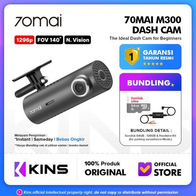 TERMURAH - 70mai Dash Cam M300 1296P FOV 140 Night Vision 70mai M300 Garansi