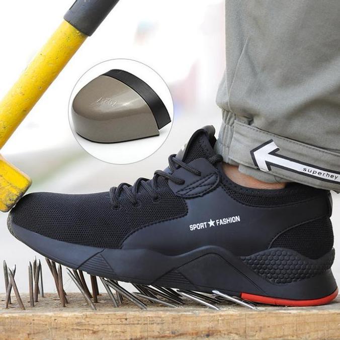 Profesional Kulit Asli Sepatu Safety Boots Pria Safety Ujung Besi Kerja Sneaker Proyek Shoes Olahrag