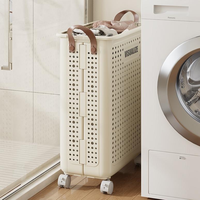 Keranjang Baju Kotor Laudry Keranjang Dorong Belanja Minimalis Keranjang Lipat Dengan Roda Keranjang