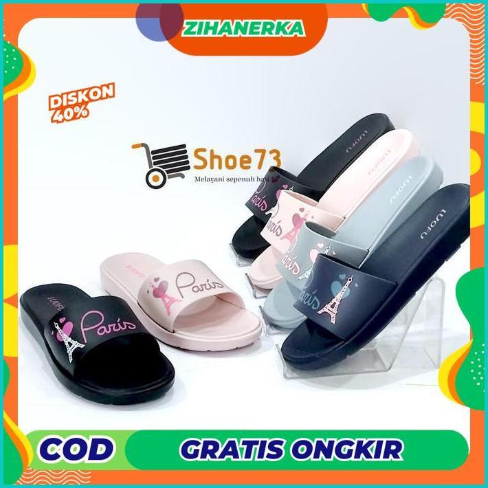 QV21 ZAI-2530 LUOFU E 7172 BRE180 SIZE 36-40 ORIGINAL l Sandal Selop Motif jelly wanita l Sendal kok