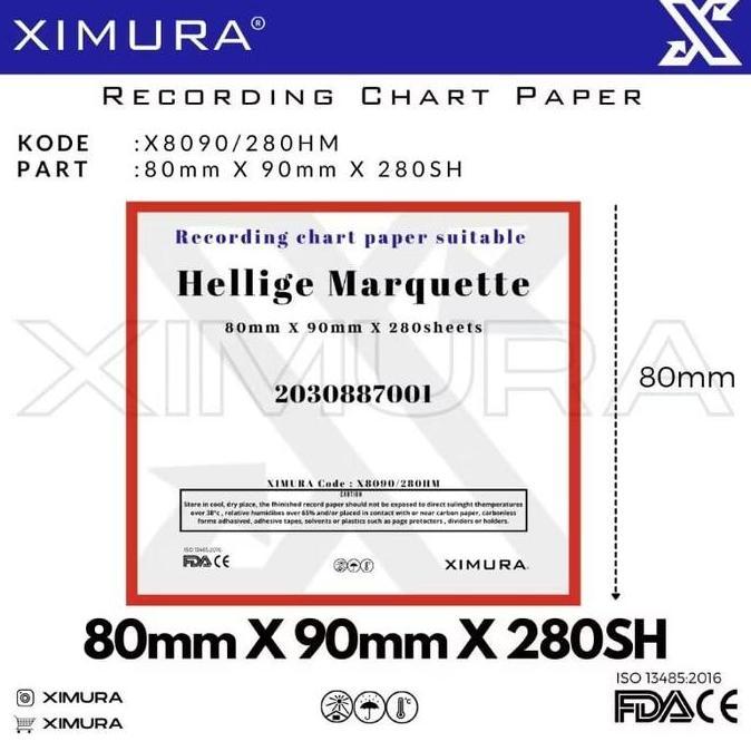 Kertas Ekg Ecg Hellige Marquette 80Mm X 90Mm X 280 Sheets Ge Mac 400 Mac 600 2030877-001