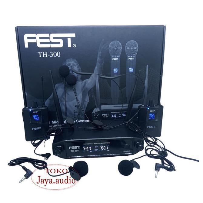 Mik  wireless Fest TH 300 Microphone vocal wireless Mik  Tanpa Kabel 2 Clip On Headset Mic Imam Masj