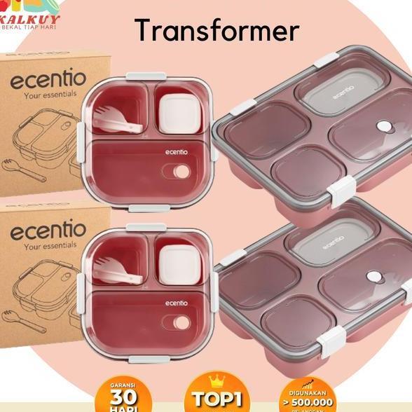 Bekalkuy Ecentio 2 Kotak Makan 3Sekat Transformer 1Ml Ecentio 2 Kotak Makan 4 Sekat 1200Ml Free 4 Ko