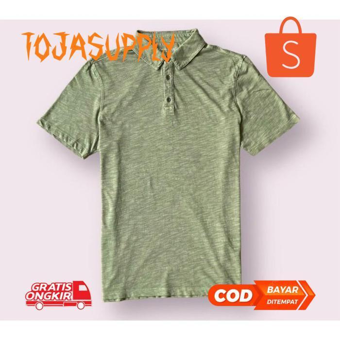 gq-68 Ew64 POLO SHIRT VINTAGE SLUB COTTON / KAOS POLO KERAH POLOS ADEM ORIGINAL SISA EXPORT Hemat Be