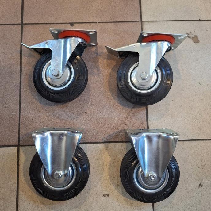 Roda Etalase 5 Inch / Roda Troli / Roda Karet 1Set ( 2Rem 2Mati ) Roda Troli