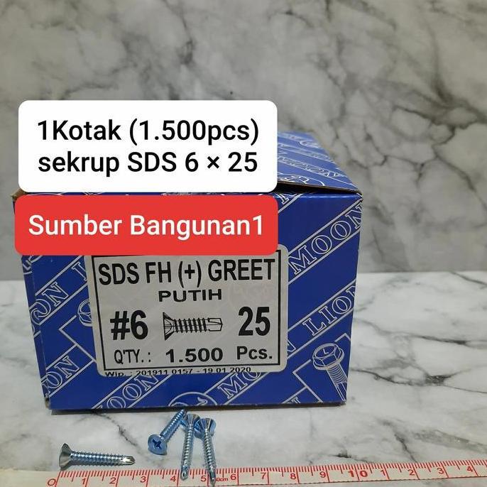 Promo Sekrup Sds Fh 6 X 25 Putih 1Kotak (1.500Pcs) Skrup Grc Calciboard 6X25 Cod