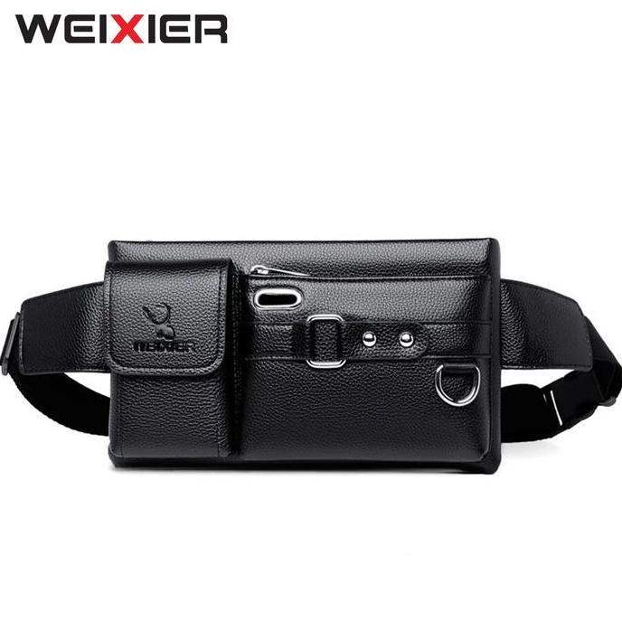 WEIXIER 8117 Tas Selempang Pria Kulit Waistbag Anti Air