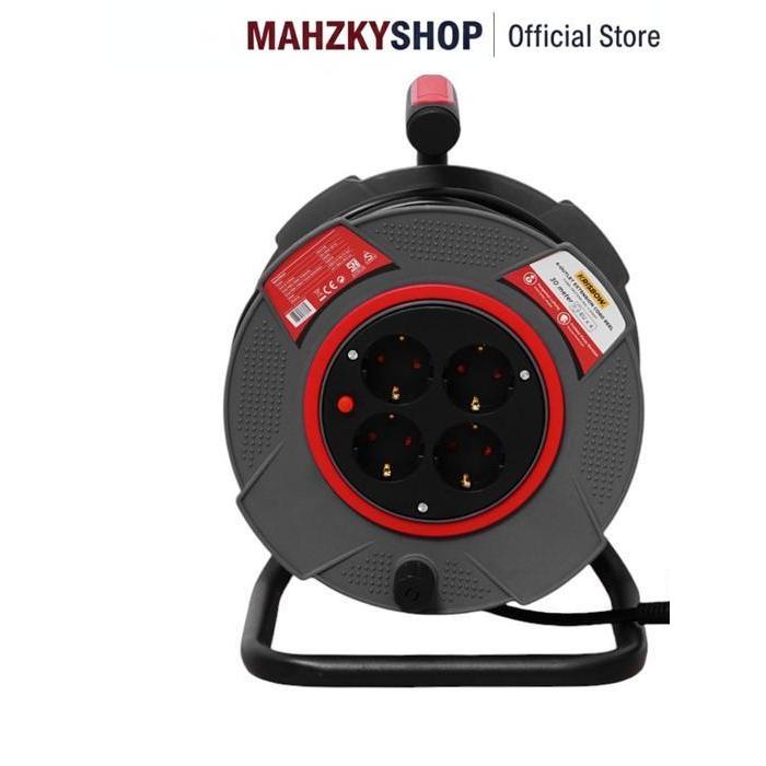 Krisbow 30 mtr Kabel Roll - Abu-Abu Extension Cable Kabel Gulung Power Reel Kabel Listrik Cable Roll