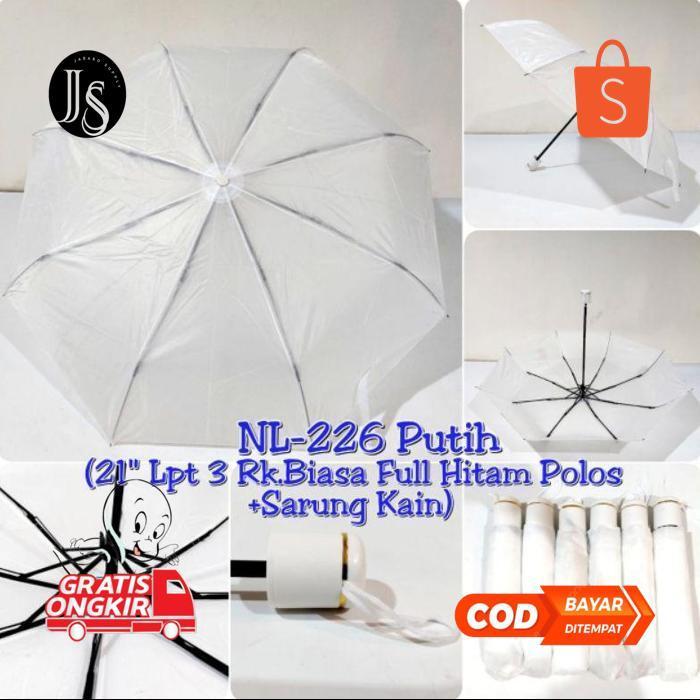 fgk-45 hg-24 Payung lipat 3 Nagoya Polos Luar Dalam + Sarung Cocok Untuk Sablon Dan Promosi NL226 Mu