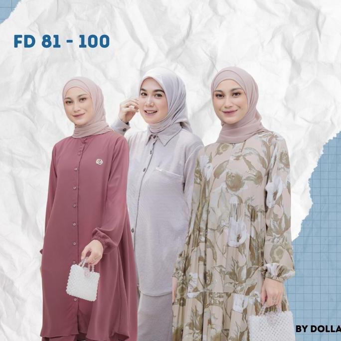 Promo By Dolla - Kode FD 81-100  - Baju Atasan Kemeja Gamis Kulot Wanita Muslim COD