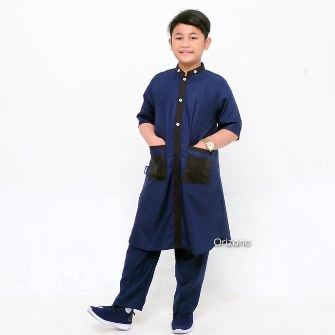 Promo Set Baju Koko Anak Cowok Orizano Model ARKA Toyobo Fodu Import - Lengan Pendek - Lebaran COD