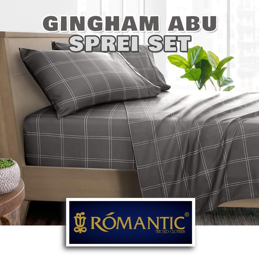 Sprei Set Gingham Abu by ROMANTIC Bamboo velvet motif amerika