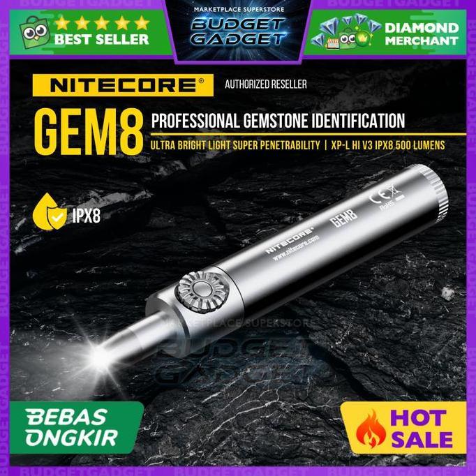 PANSY Nitecore GEM8 Senter Indentifikasi Batu Mulia Gemstone XP-L HI V3 500
