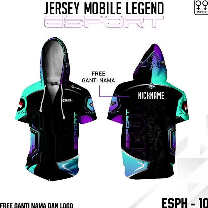 Viral Jersey hoodie zipper esport ML baju gamers lengan pendek