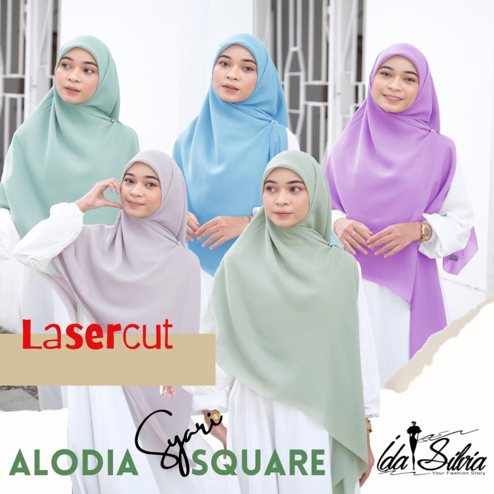 Jilbab Segiempat SYAR'I Jumbo Kerudung Segi Empat Lasercut dan Jahit Tepi Syari Hijab square Premium