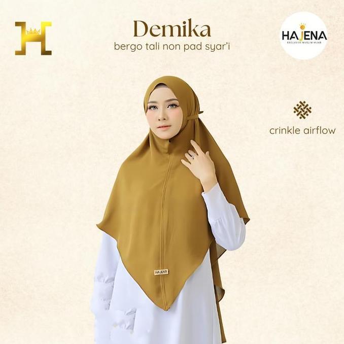 HAJENA - KHIMAR DEMIKA NON PET TALI CRINKLE AIRFLOW PREMIUM Kerudung Muslim Syari Bergo Panjang Jilb