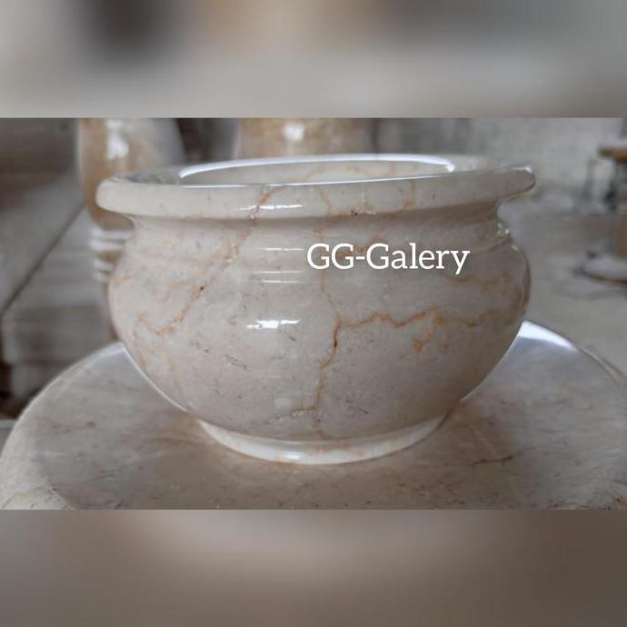 Terlaris Pot Marmer Putih Bundar