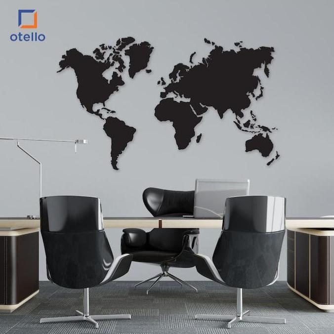 Peta Dunia Wall Sticker Akrilik Timbul | Dekorasi Hiasan Dinding Peta