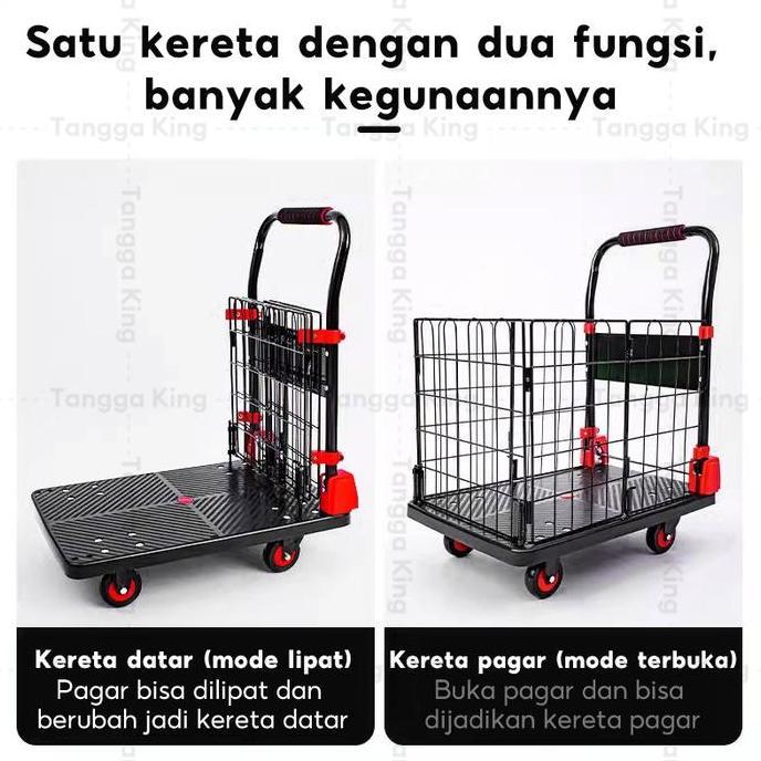 Promo Diskon 50%Reaim Troli Barang Lipat Dengan Pagar Hand Gerobak Troli Roda Troli Ringan Lipat Tro