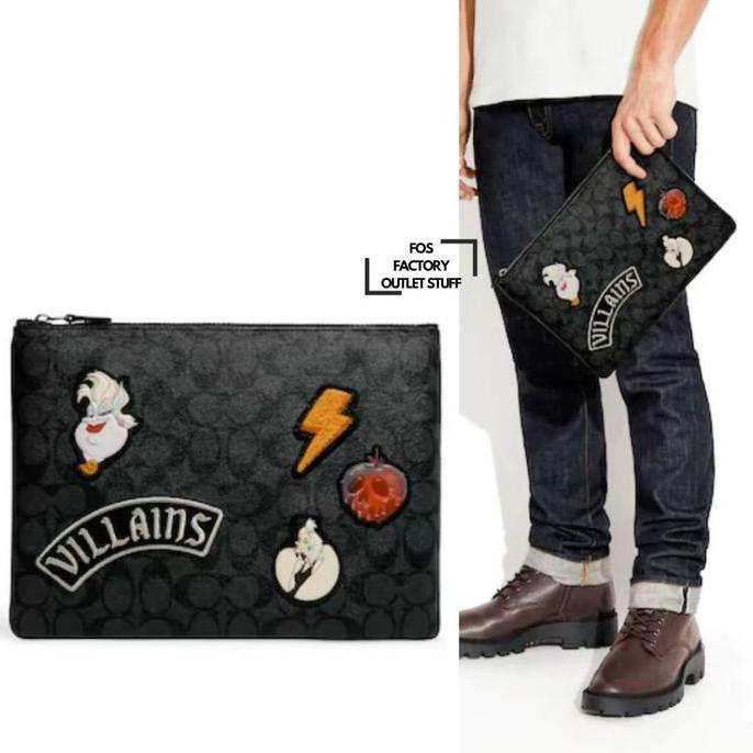 Disney X Large Pouch In Signature Canvas With Patches CC093 HJ