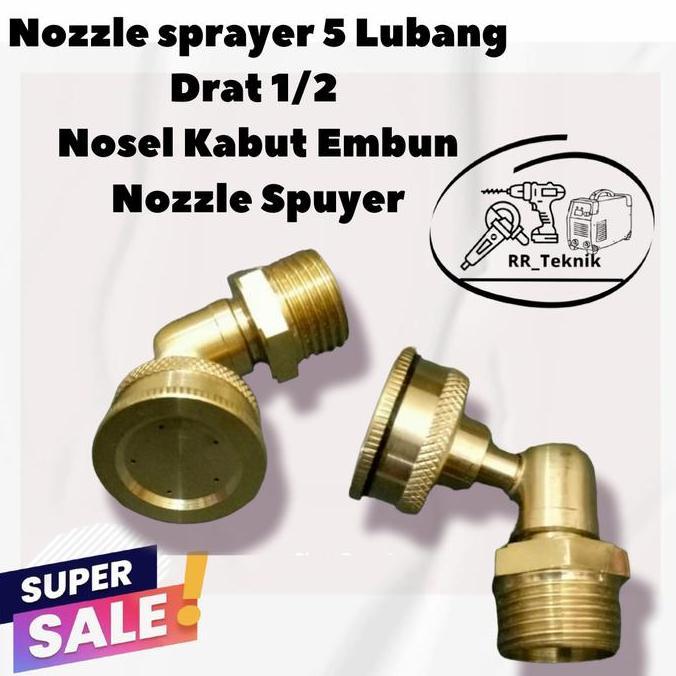 Nozzle Sprayer 5 Lubang Drat 1/2 inch Nosel Kabut Embun Spuyer Kabut
