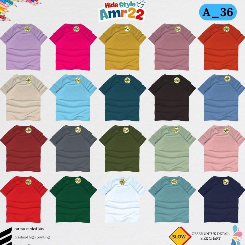 Atasan Anak Polos/ Kaos Anak Laki-Laki & Perempuan 1-12 Tahun