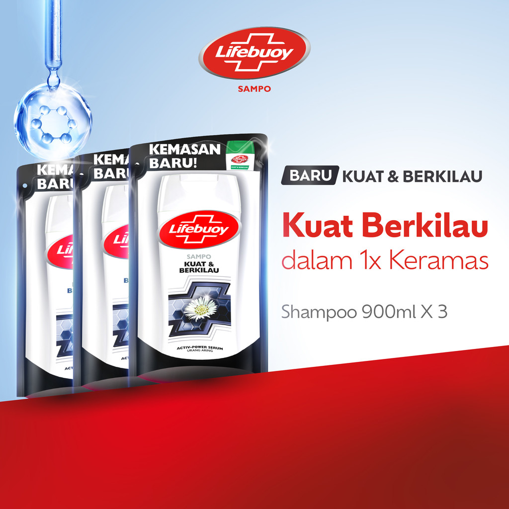 Lifebuoy Shampoo Kuat & Berkilau, Strong & Shiny Lawan Kuman Penyebab Masalah Rambut & Rambut Kusam 