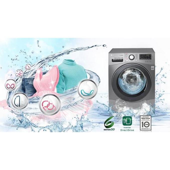 MESIN CUCI 14 KG LG F-2514DTGE DRYER 8 KG SMART INVERTER DIRECT DRIVE