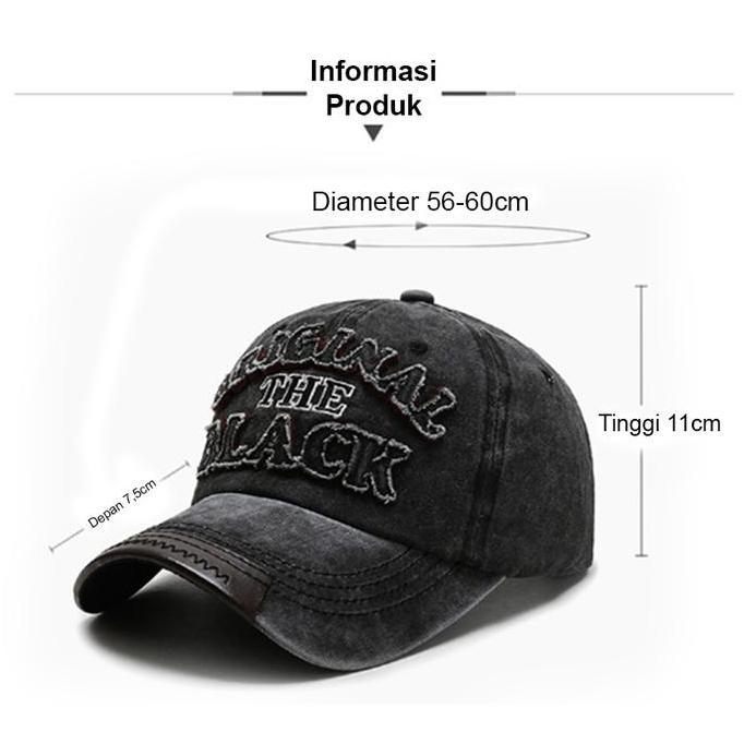 DA83 >> Yarra Topi Baseball Jeans Polos Snapback Hat Black Topi Pria Pengait Ring Besi Polos Hitam H