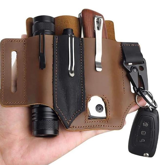 DI66 >> Sabuk Holster Kulit Taktikal Multifungsi Tas Pinggang Penyimpanan Kantong Saku Sarung Pena P