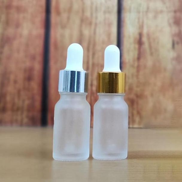 Botol Pipet Kaca 10ml Frosted Gold Silver Putih / Botol Kaca BR 10ml Frosted Pipet / Botol Serum 10m