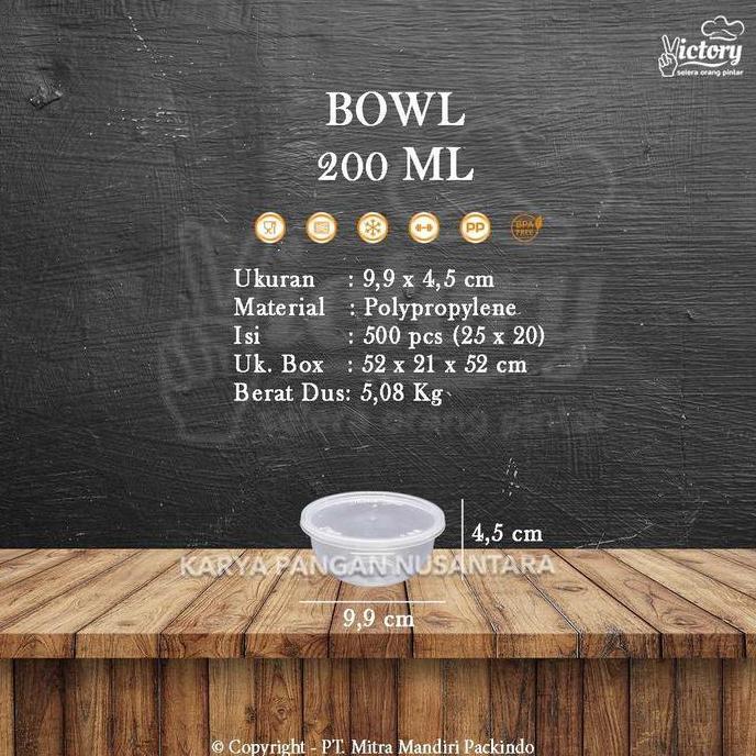 THINWALL VICTORY BOWL 200 ML CUP MANGKOK PLASTIK THIN WALL DUS 500