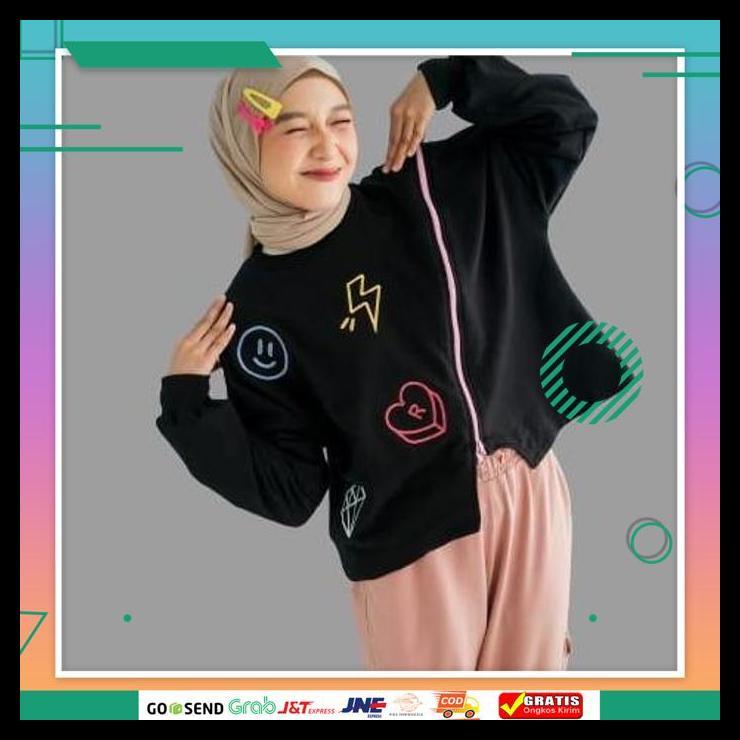 PROMO LEXY CROP SWEATER WANITA OVERSIZE KOREAN STYLE - SWEATER WANITA SWEATSHIRT KEKINIAN LUCU TERBA