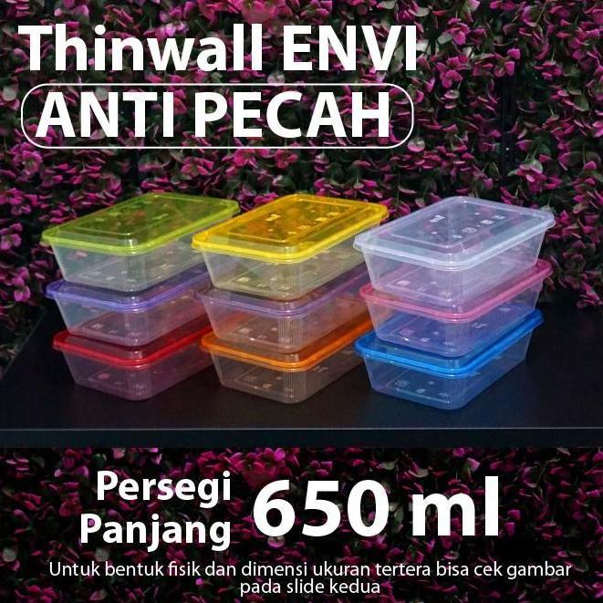 (Bekasi) Thinwall Anti Pecah 650 ml - Thinwall ENVI - Rectangle
