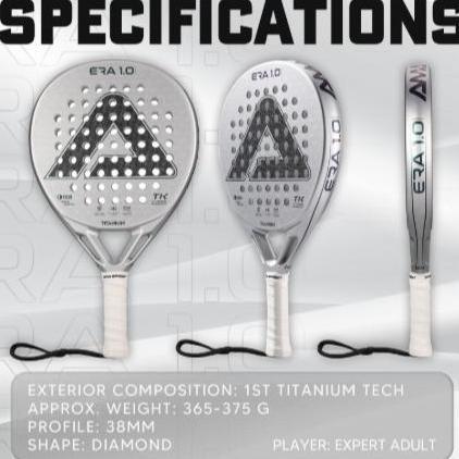 Raket Padel AMASPORT ERA 1.0 TITANIUM Original 18K Carbon, Power Rebound