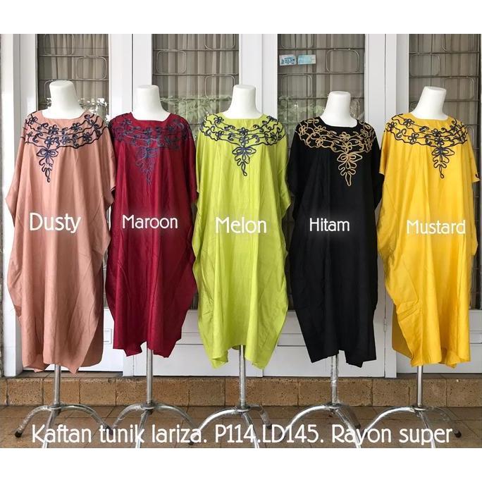 Terbaru Kaftan Tunik Bordir Lariza Super Jumbo P114 Ld 145