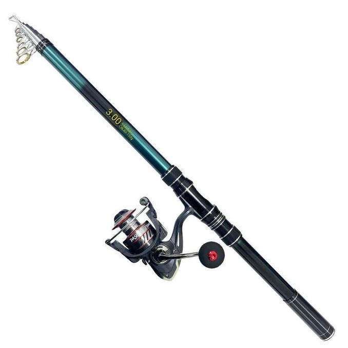 Paket Set Joran Laut Antena Telescopic Portable High Carbon Joran Pancing Teleskopik dan Reel DA [te