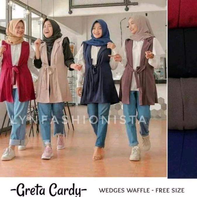 CARDIGAN WANITA MUSLIMAH TANPA LENGAN TALI PINGGANG JERUK TEBAL/GRETA Terlaris