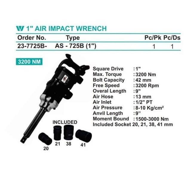 Promo Wipro 1 Inch Air Impact Wrench As-725B - Alat Buka Baut Cod