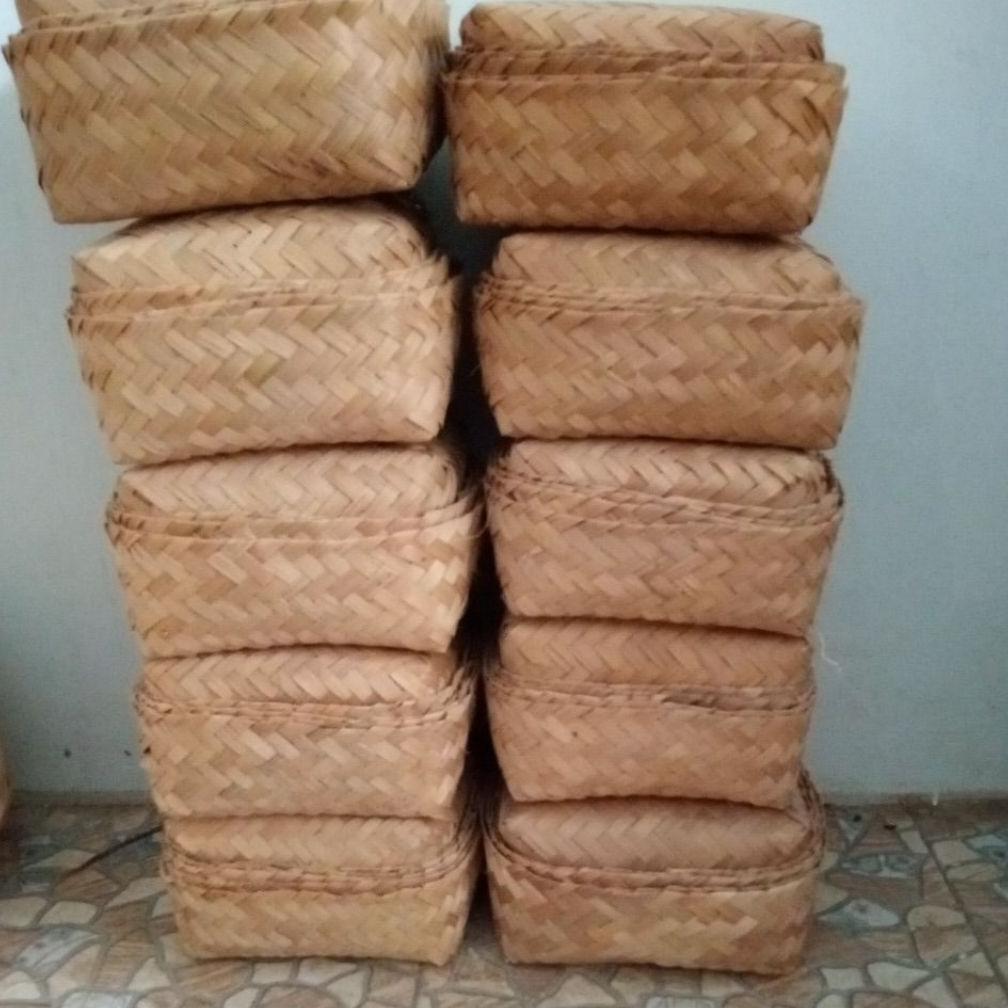 JR26 besek bambu 20x20 sepasang grosir besek box nasi dan kotak Hampers