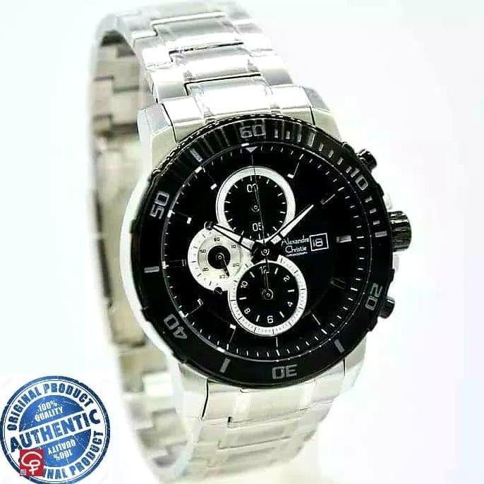 ALEXANDRE CHRISTIE AC 6473 AC6473 SILVER BLACK PRIA JAM ORIGINAL