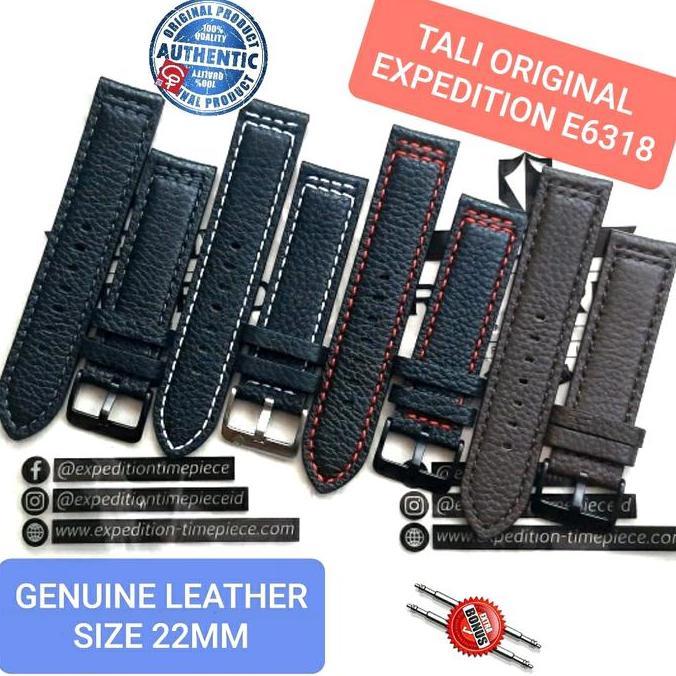 STRAP TALI JAM EXPEDITION E6318 ORIGINAL 100% LEATHER KULIT ASLI 22MM