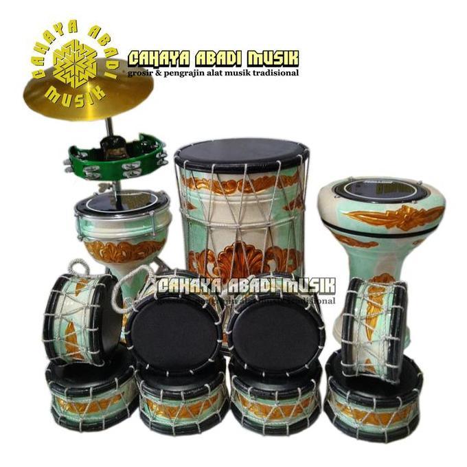 Marawis 1 Set Lengkap Komplit 12 Alat  Polos Batik Ukir